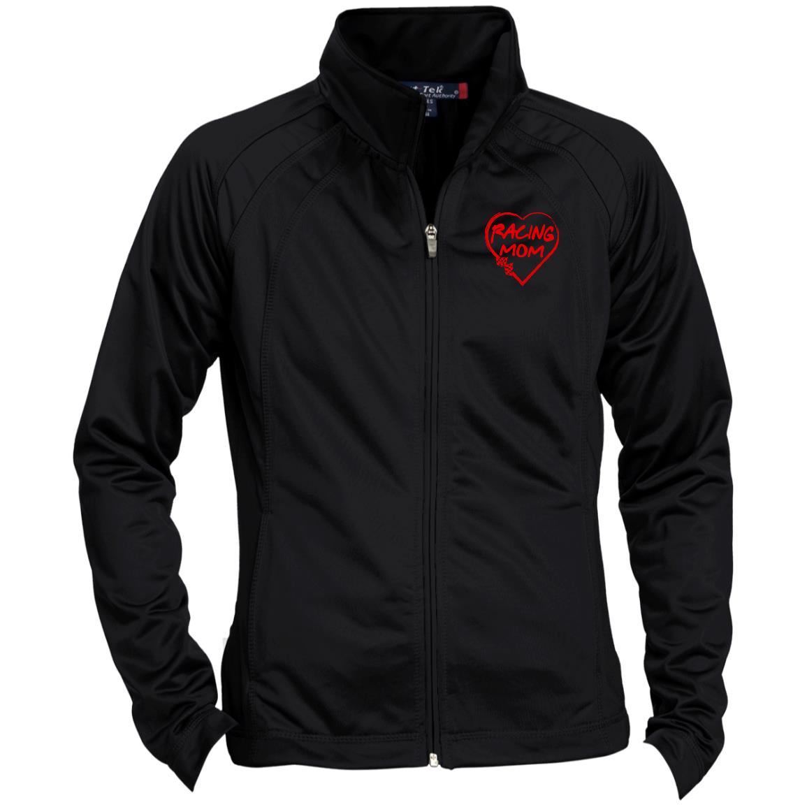 Racing Mom Heart Ladies' Raglan Sleeve Warmup Jacket