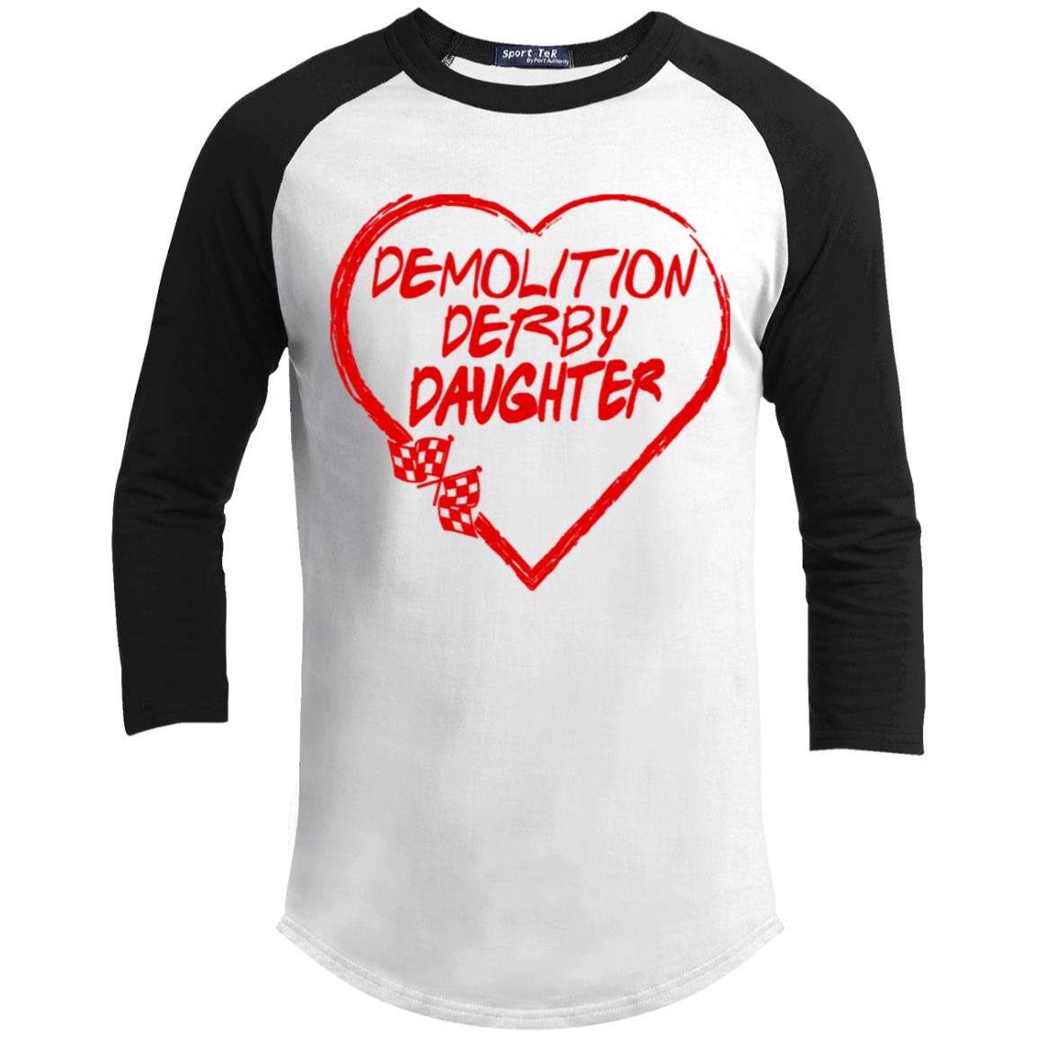 Demolition Derby Daughter Heart Youth 3/4 Raglan Sleeve Shirt