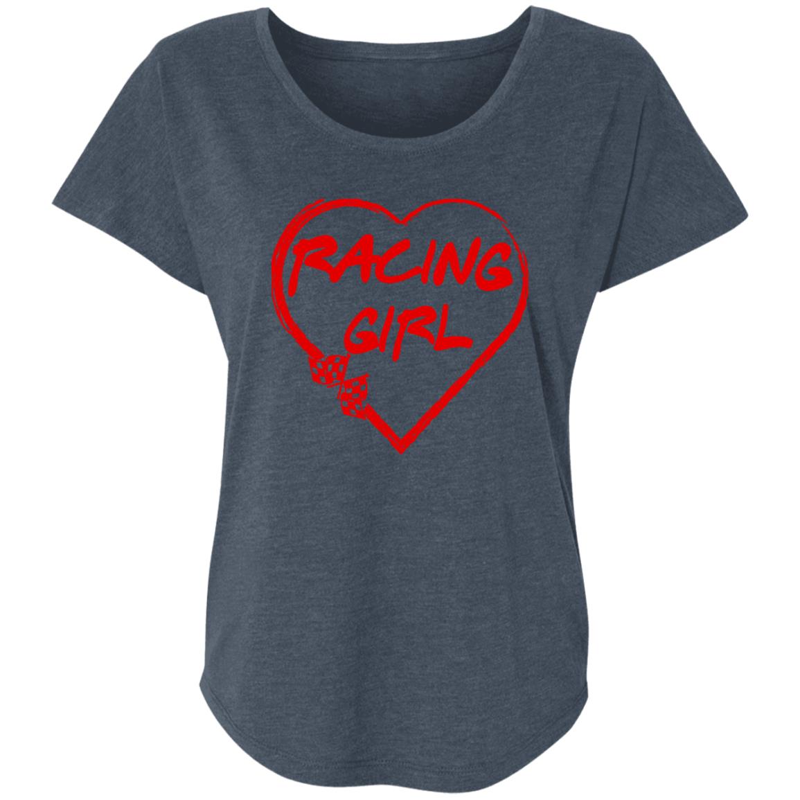 Racing Girl Heart Ladies' Triblend Dolman Sleeve