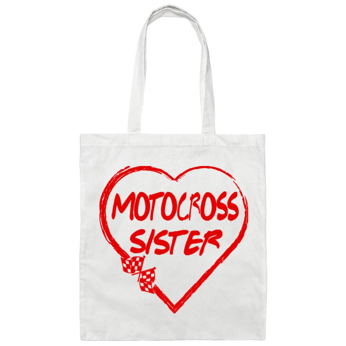 Motocross Sister Heart Canvas Tote Bag