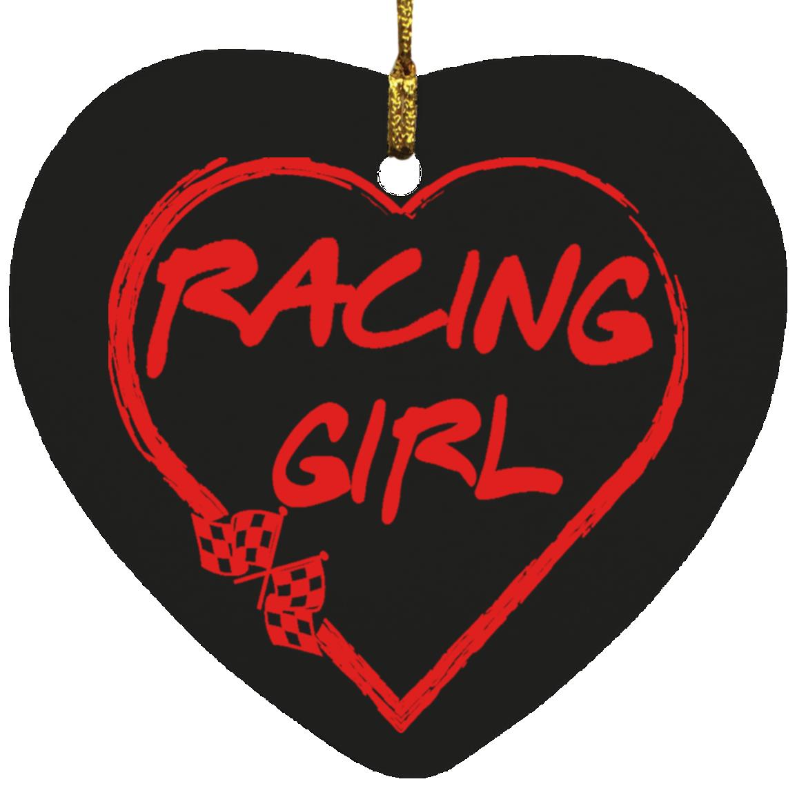 Racing Girl Heart Ornament