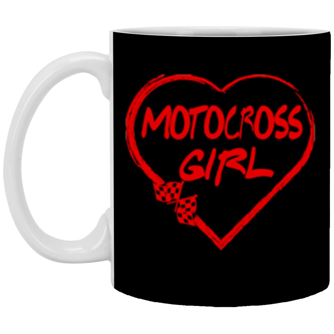 Motocross Girl Heart 11 oz. White Mug