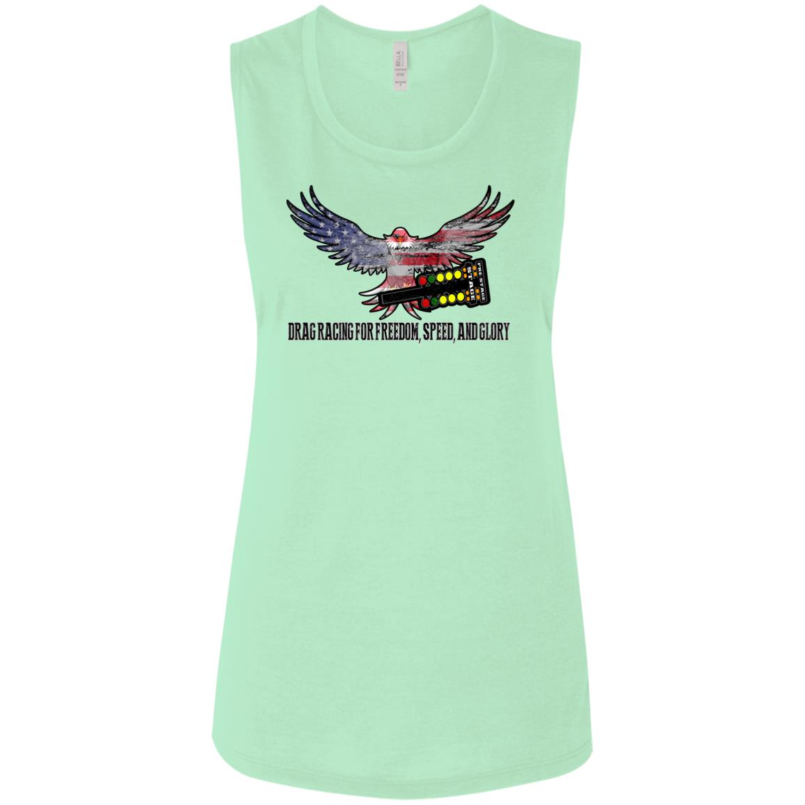 Drag Racing for Freedom, Speed, and Glory Ladies' Flowy Muscle Tank