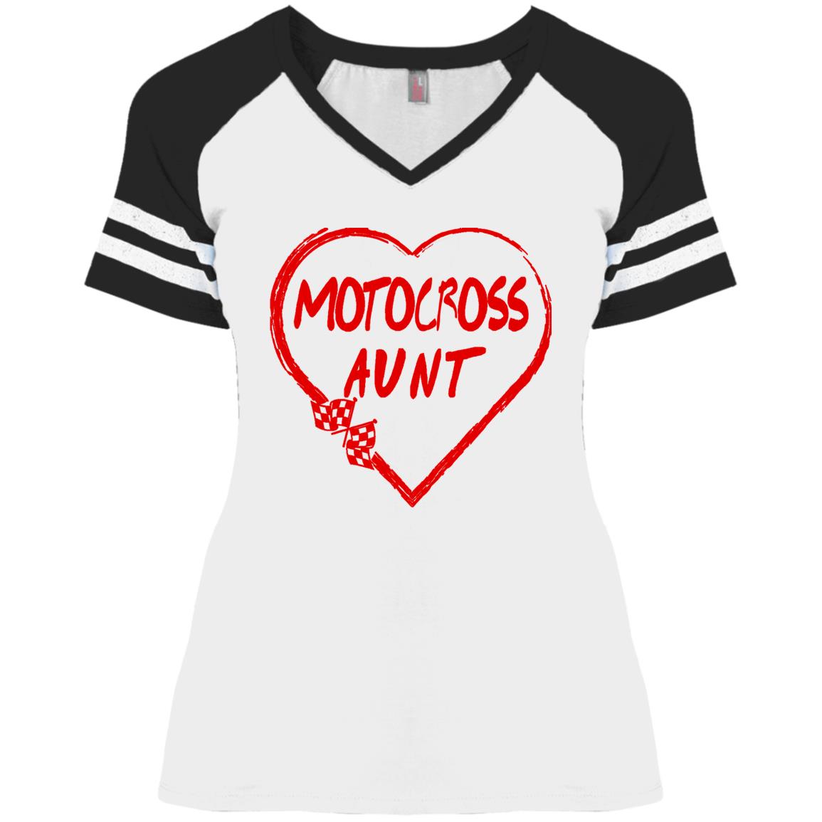 Motocross Aunt Heart Ladies' Game V-Neck T-Shirt