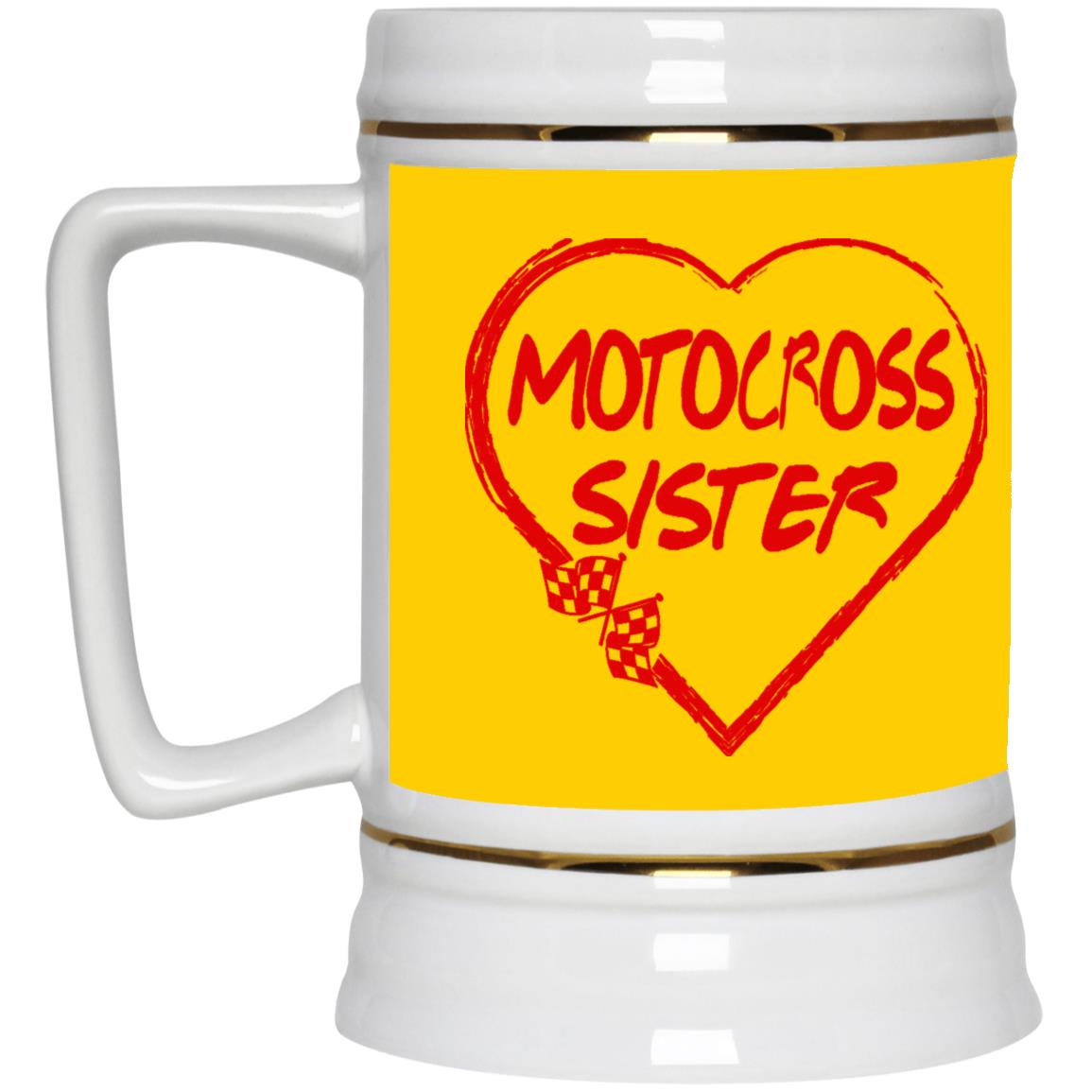 Motocross Sister Heart Beer Stein 22oz.