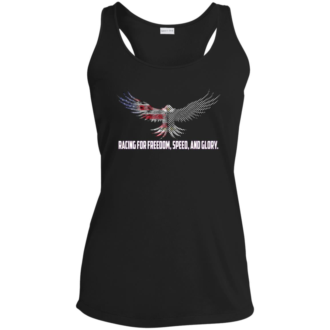Racing For Freedom, Speed, And Glory Ladies' Performance Racerback Tank