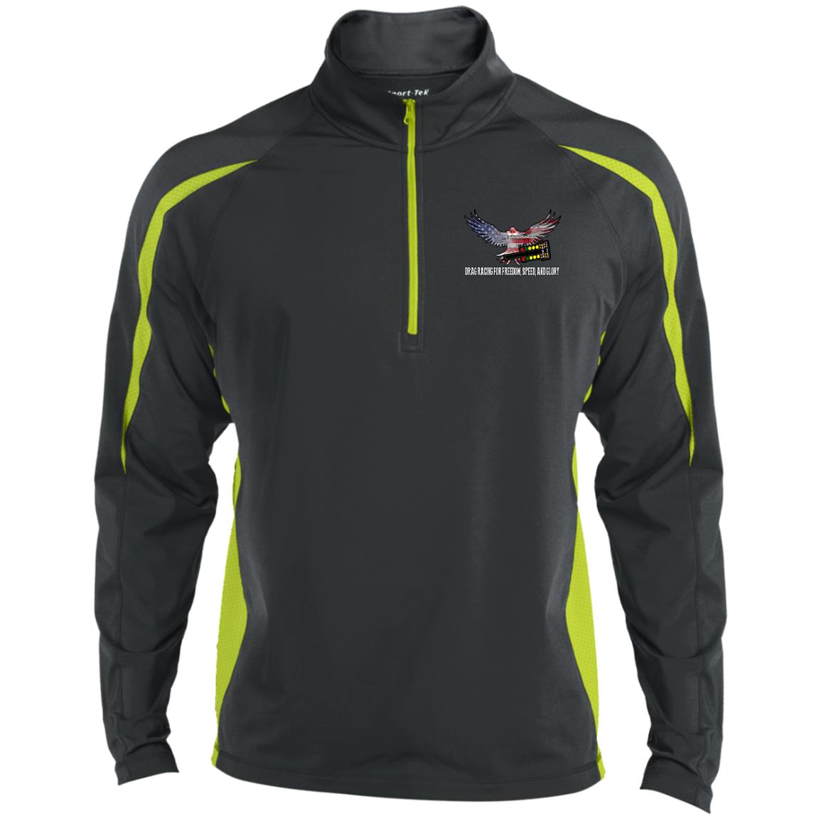 Drag Racing for Freedom, Speed, and Glory Men's Sport Wicking Colorblock 1/2 Zip