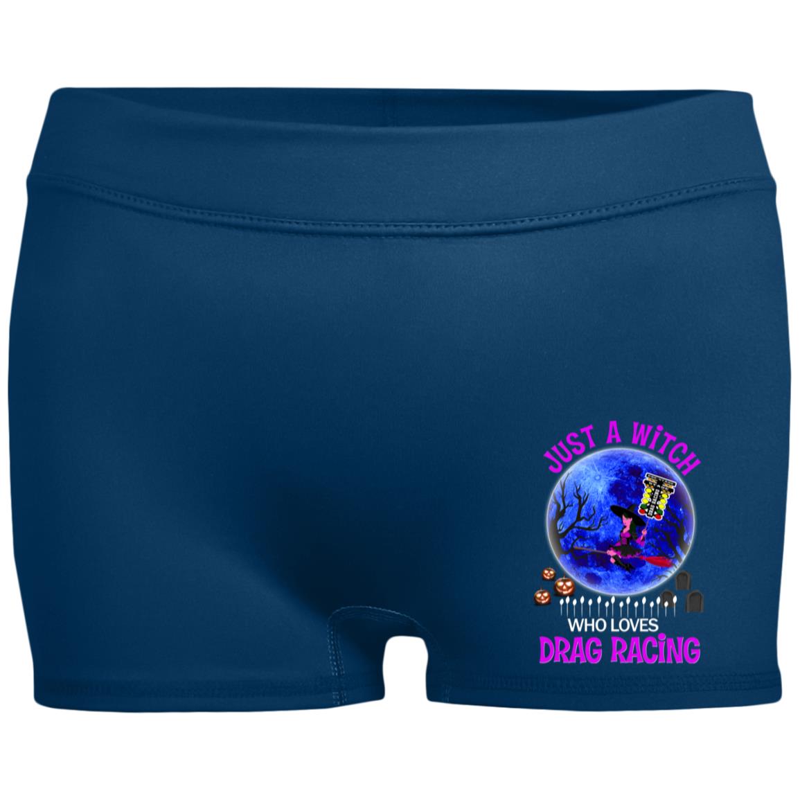 Just A Witch Who Loves Drag Racing Ladies' Fitted Moisture-Wicking 2.5 inch Inseam Shorts