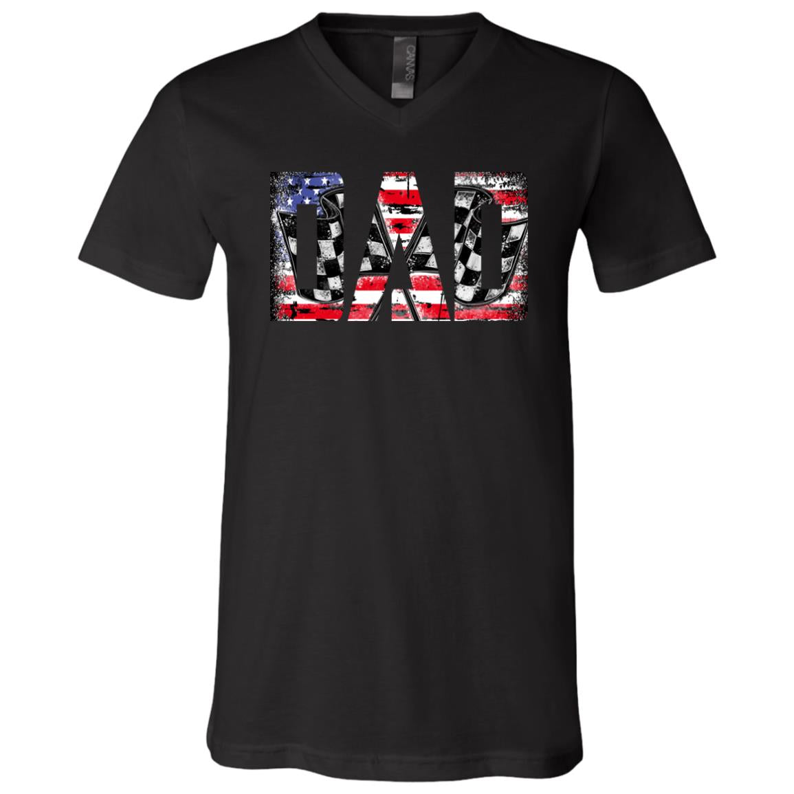 USA Racing Dad Unisex Jersey SS V-Neck T-Shirt