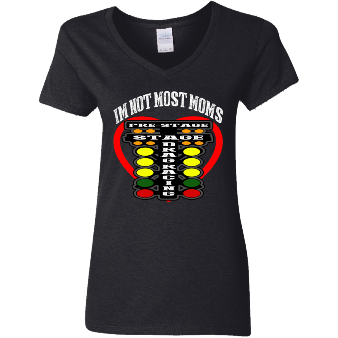 I'm Not Most Moms Drag Racing Ladies' 5.3 oz. V-Neck T-Shirt