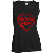 Motocross Mom Heart Ladies' Sleeveless V-Neck Performance Tee