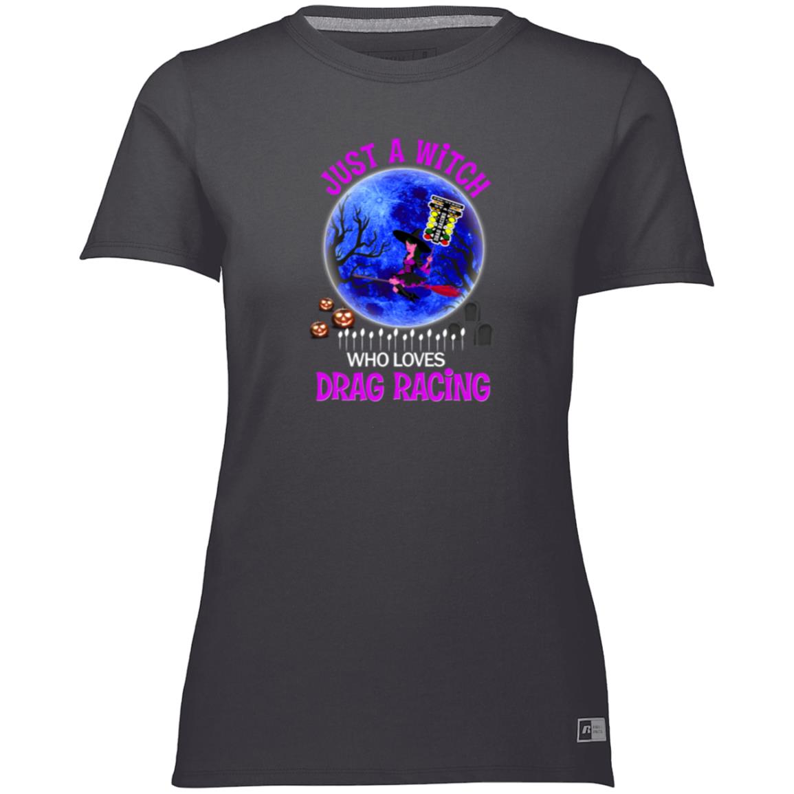 Just A Witch Who Loves Drag Racing Ladies’ Essential Dri-Power Tee