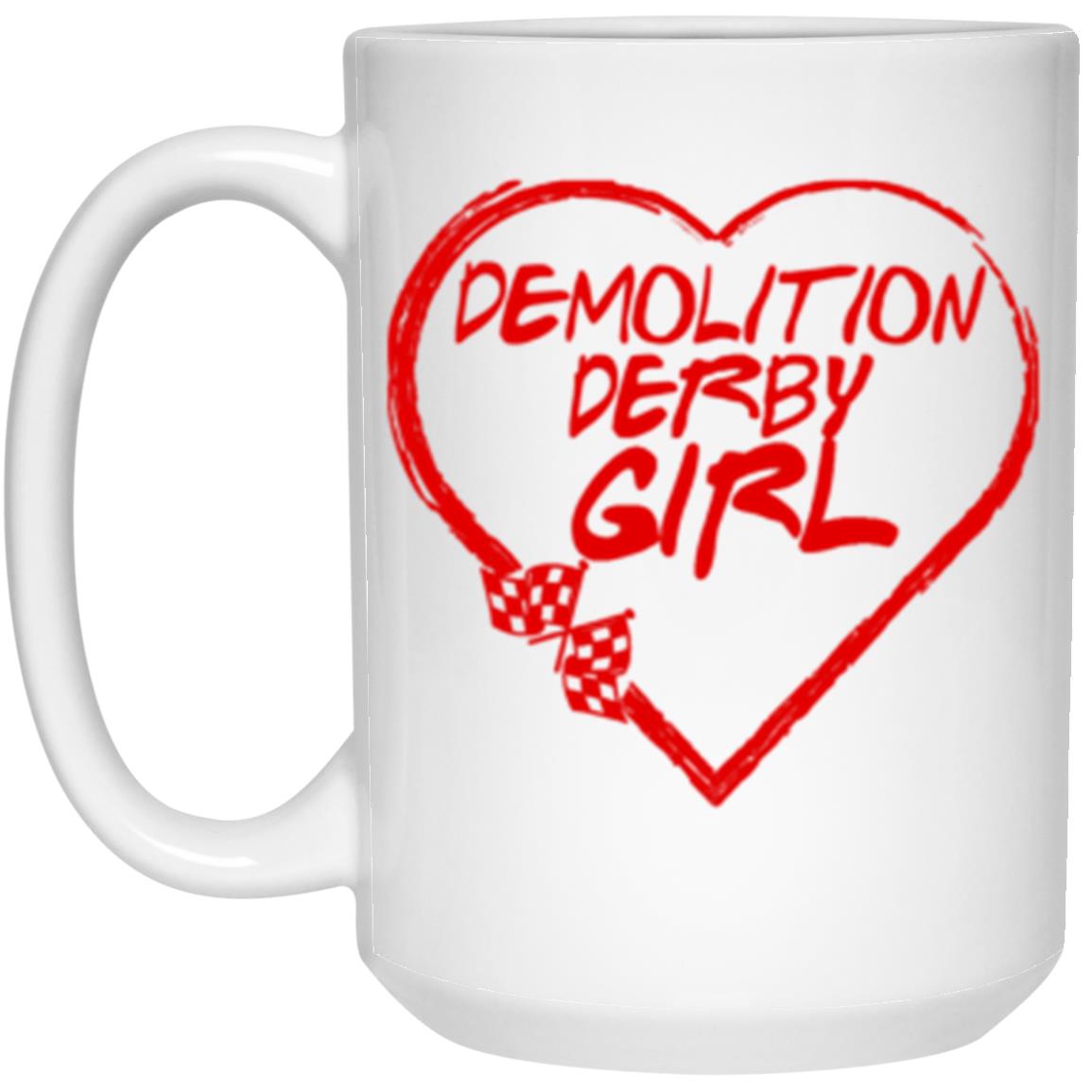 Demolition Derby Girl Heart 15oz White Mug