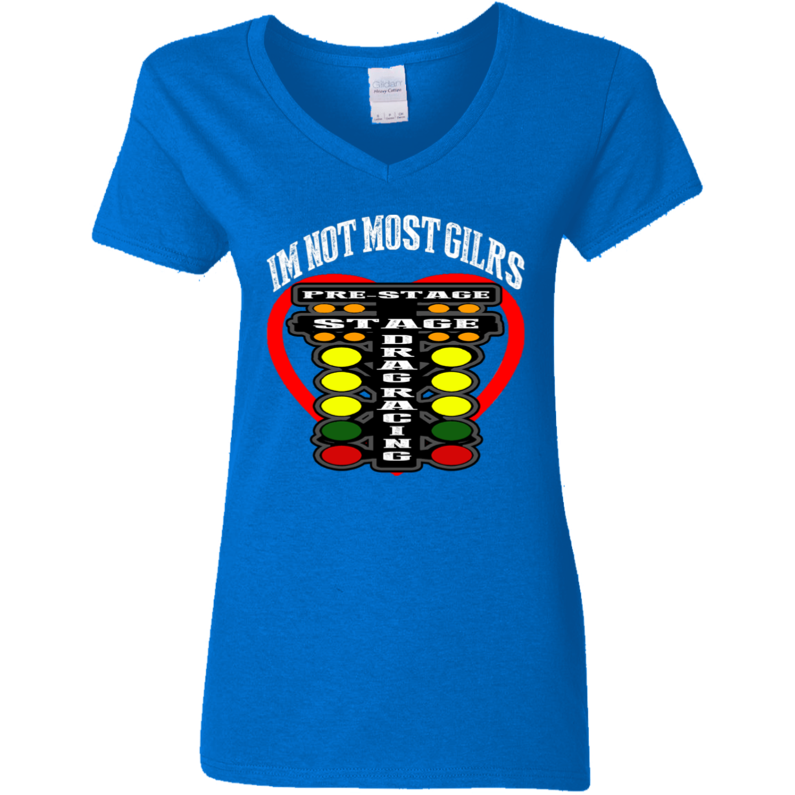 I'm Not Most Girls Drag Racing Ladies' 5.3 oz. V-Neck T-Shirt