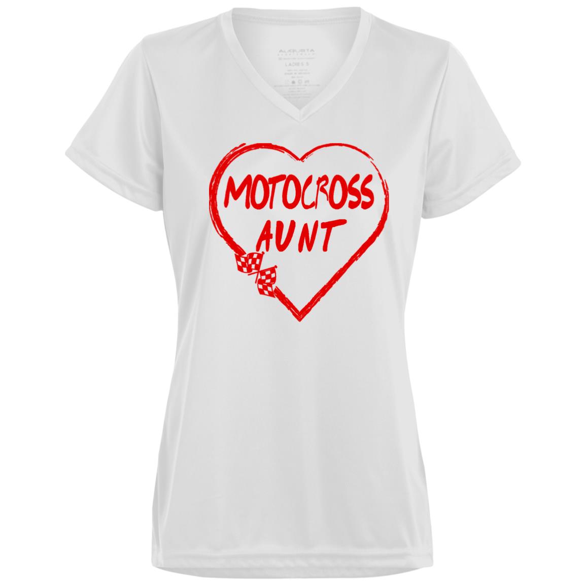 Motocross Aunt Heart Ladies’ Moisture-Wicking V-Neck Tee