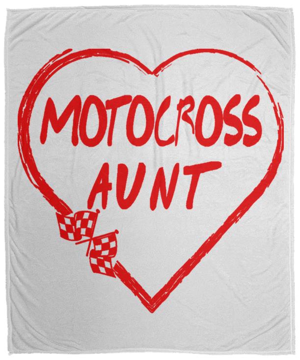 Motocross Aunt Heart Cozy Plush Fleece Blanket - 50x60