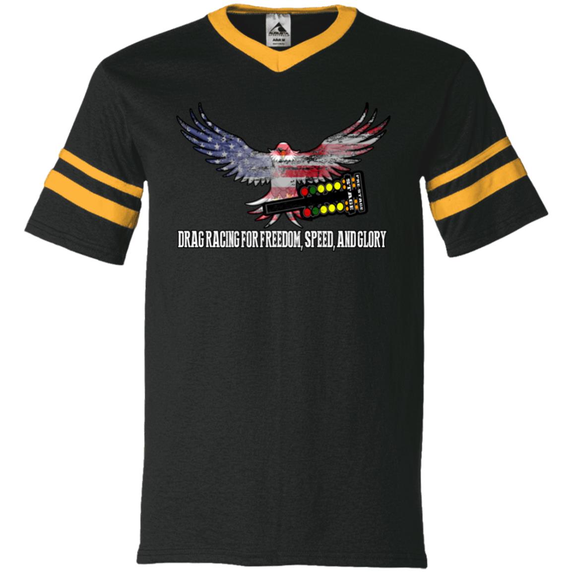 Drag Racing for Freedom, Speed, and Glory V-Neck Sleeve Stripe Jersey