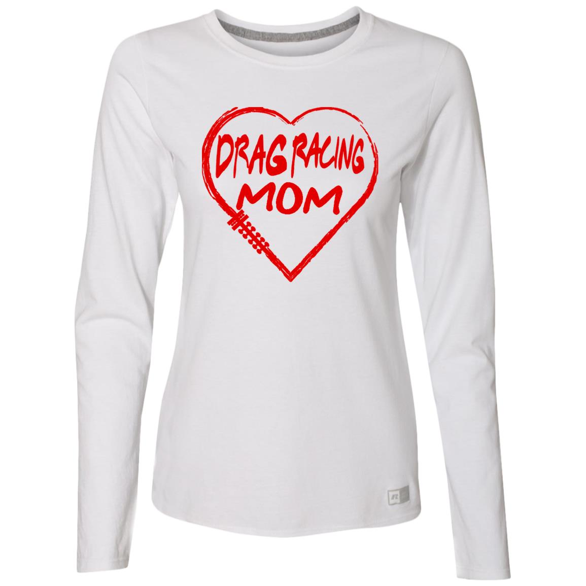 Drag Racing Mom Heart Ladies’ Essential Dri-Power Long Sleeve Tee