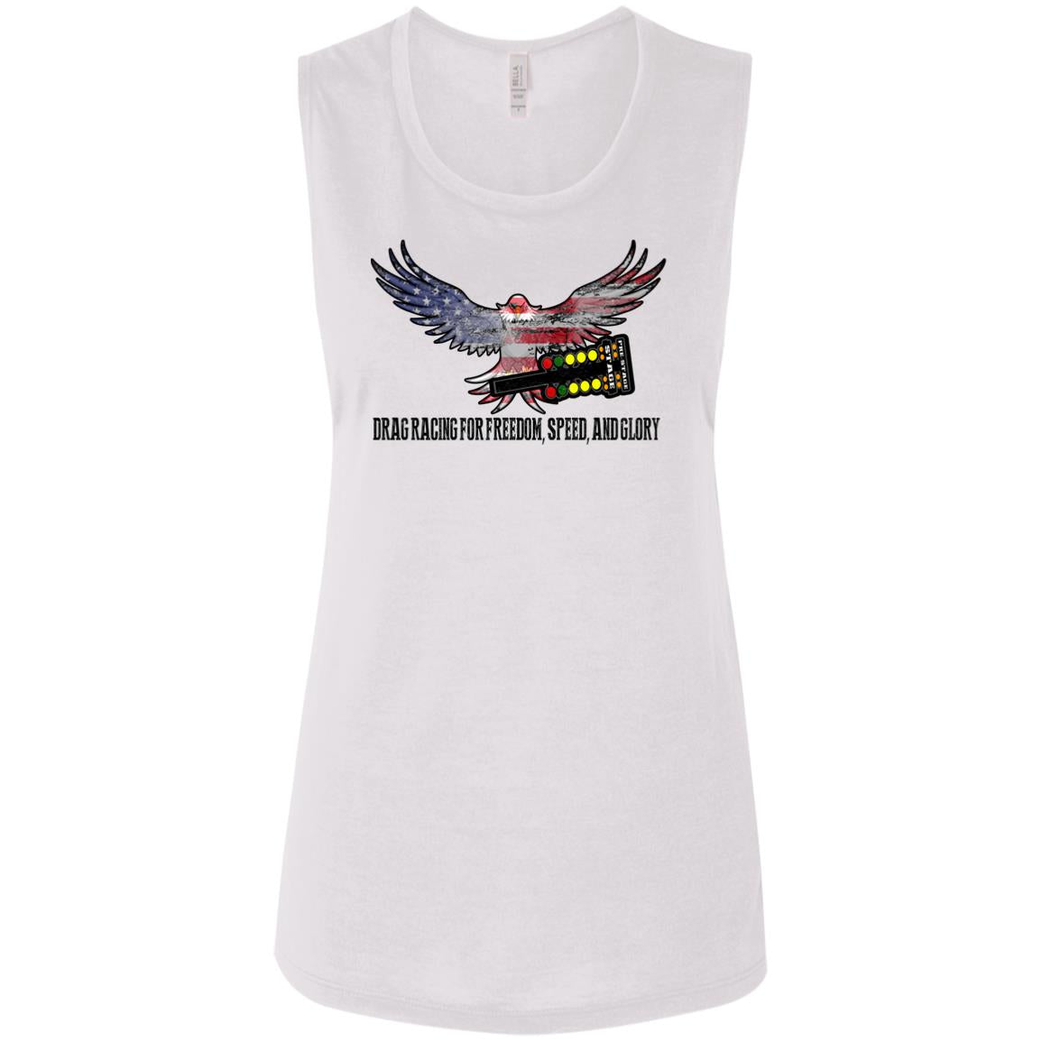 Drag Racing for Freedom, Speed, and Glory Ladies' Flowy Muscle Tank