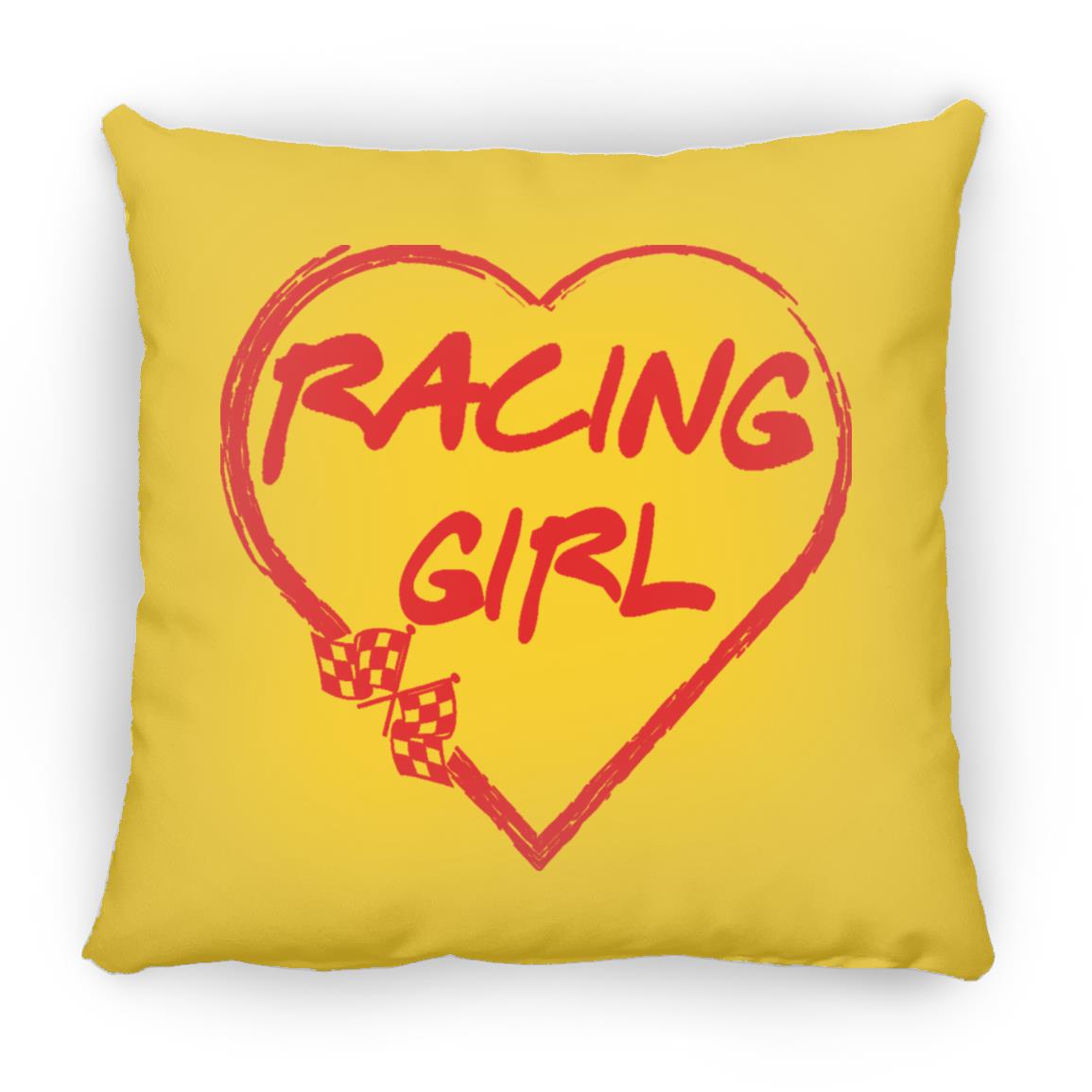 Racing Girl Heart Large Square Pillow