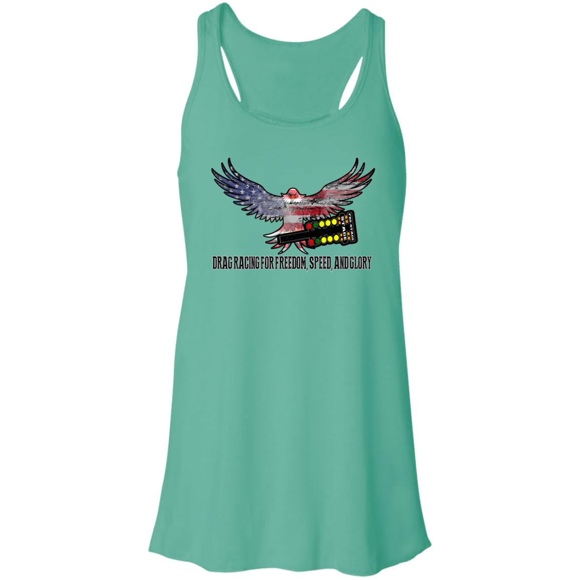 Drag Racing for Freedom, Speed, and Glory Flowy Racerback Tank