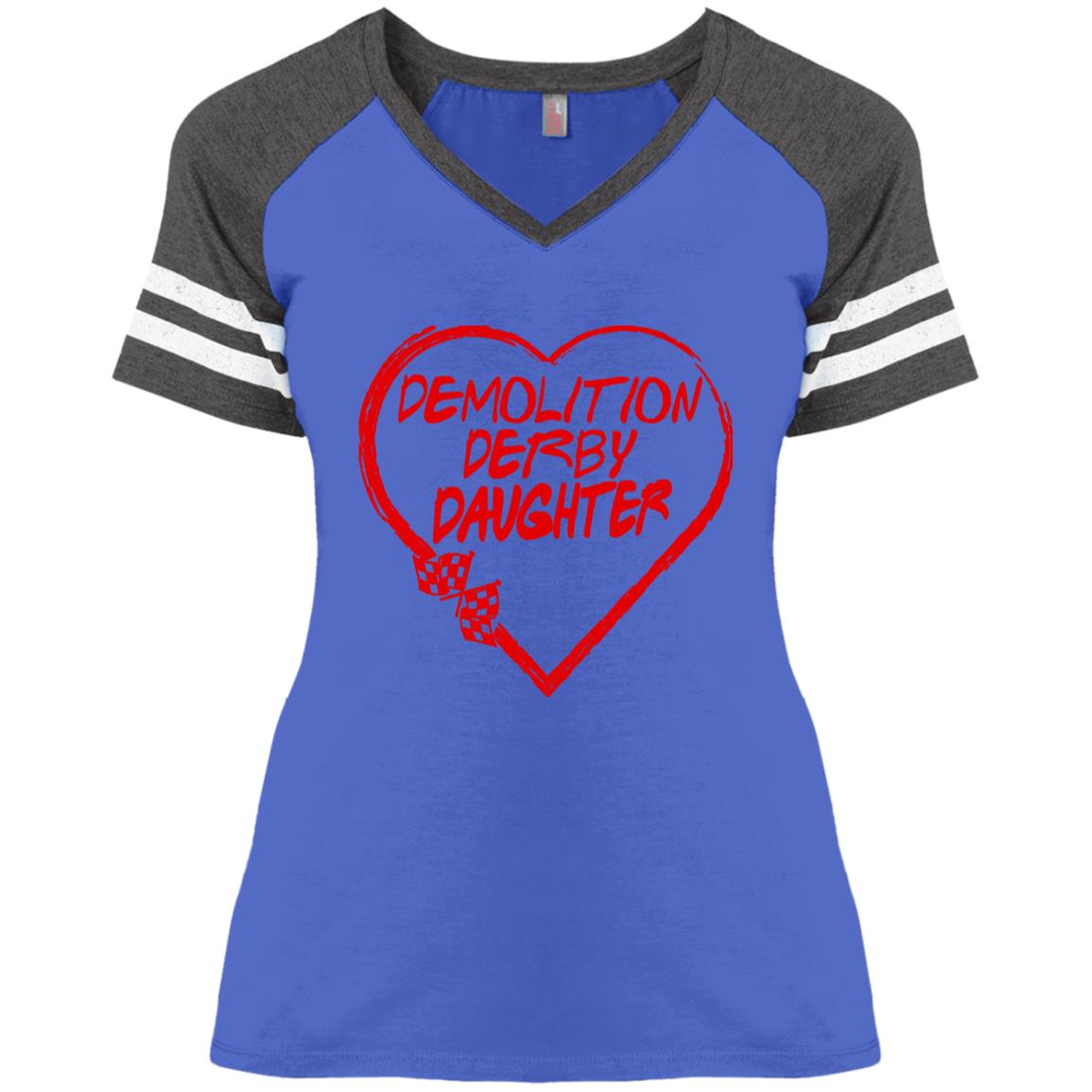 Demolition Derby Daughter Heart Ladies' Game V-Neck T-Shirt