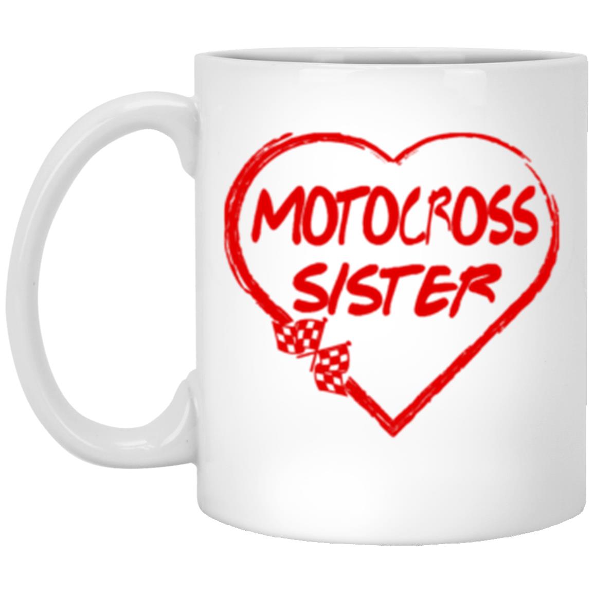 Motocross Sister Heart 11 oz. White Mug