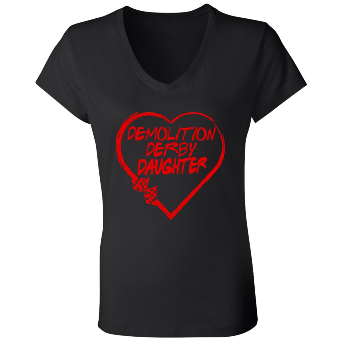 Demolition Derby Daughter Heart Ladies' Jersey V-Neck T-Shirt