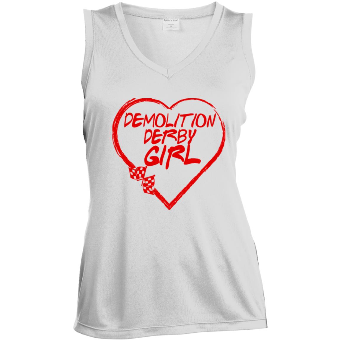 Demolition Derby Girl Heart Ladies' Sleeveless V-Neck Performance Tee