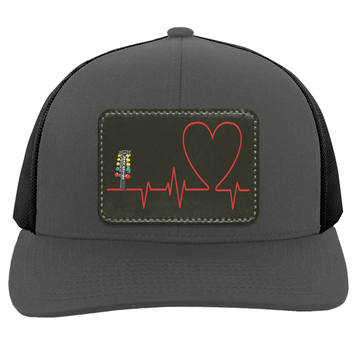 Drag Racing Heartbeat Trucker Patched Snap Back V2