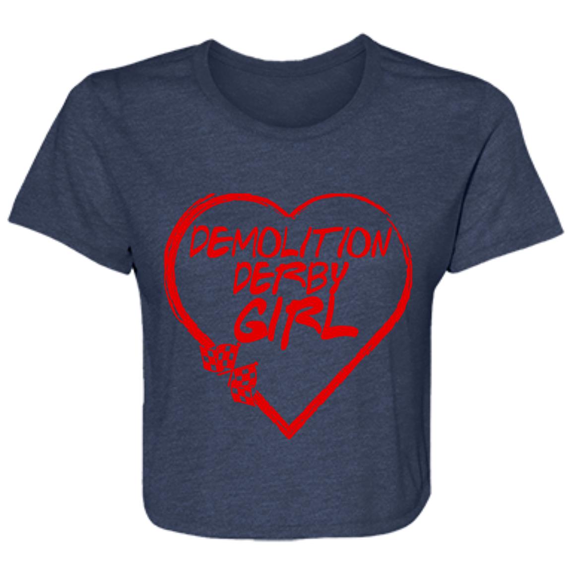 Demolition Derby Girl Heart Ladies' Flowy Cropped Tee