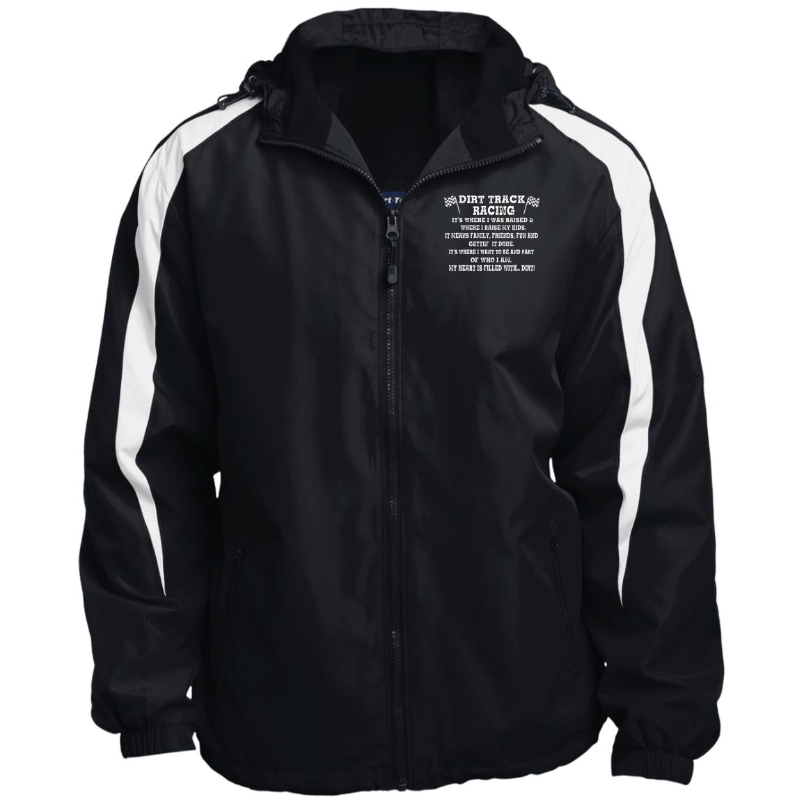 Dirt Track Racing It's Where I Was Raised Fleece Lined Colorblock Hooded Jacket