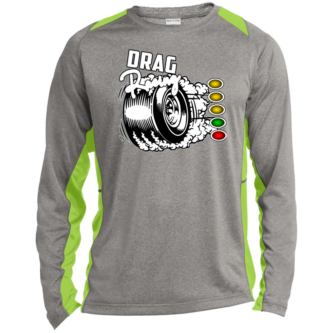 Drag Racing Long Sleeve Heather Colorblock Performance Tee