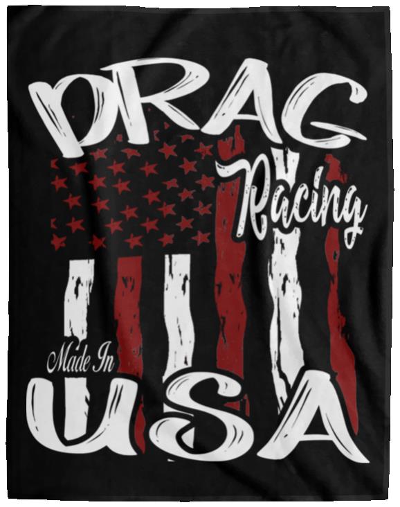 Drag Racing Made In USA Cozy Plush Fleece Blanket - 60x80