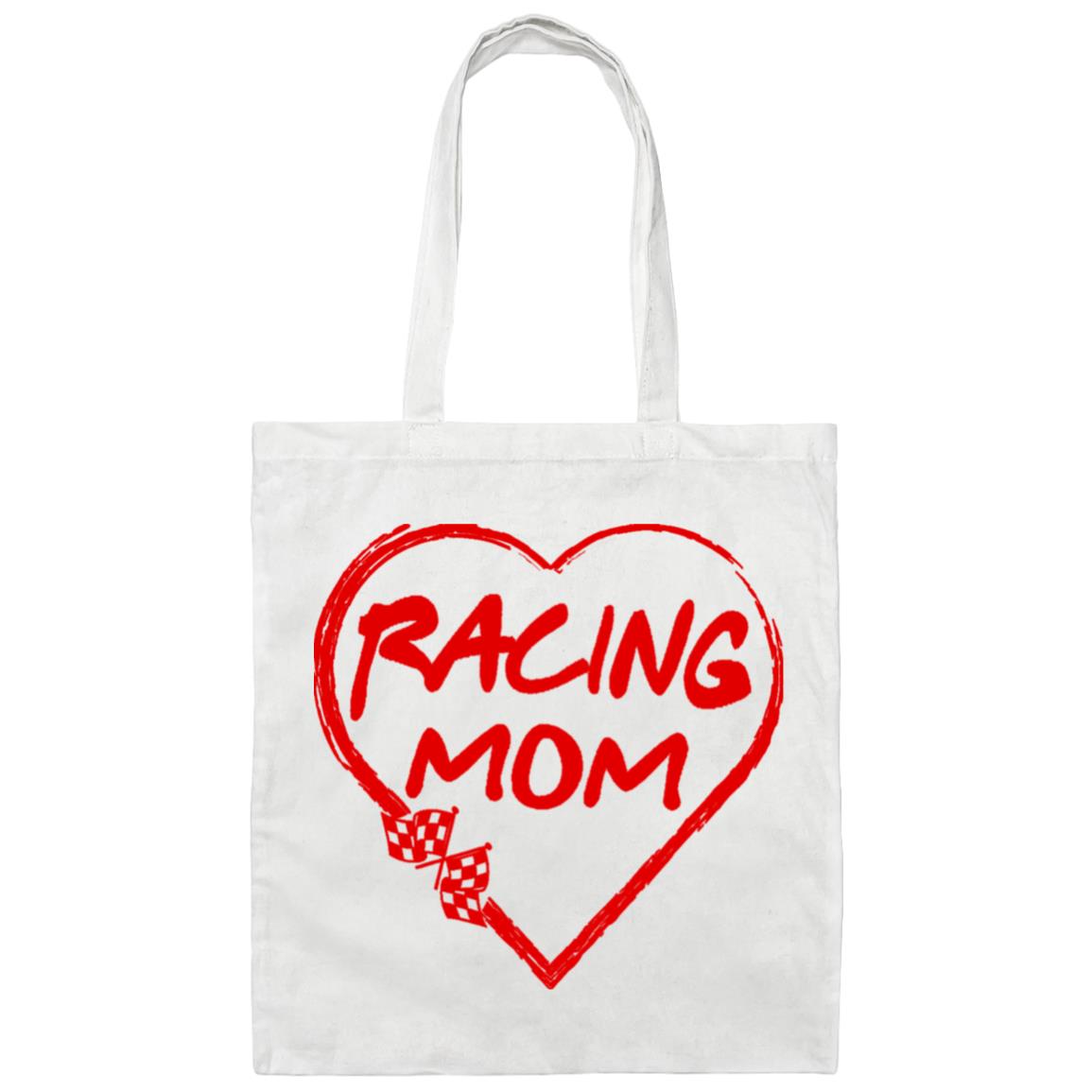 Racing Mom Heart Canvas Tote Bag