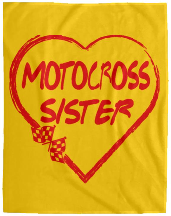 Motocross Sister Heart Cozy Plush Fleece Blanket - 60x80