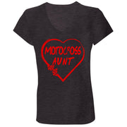 Motocross Aunt Heart Ladies' Jersey V-Neck T-Shirt