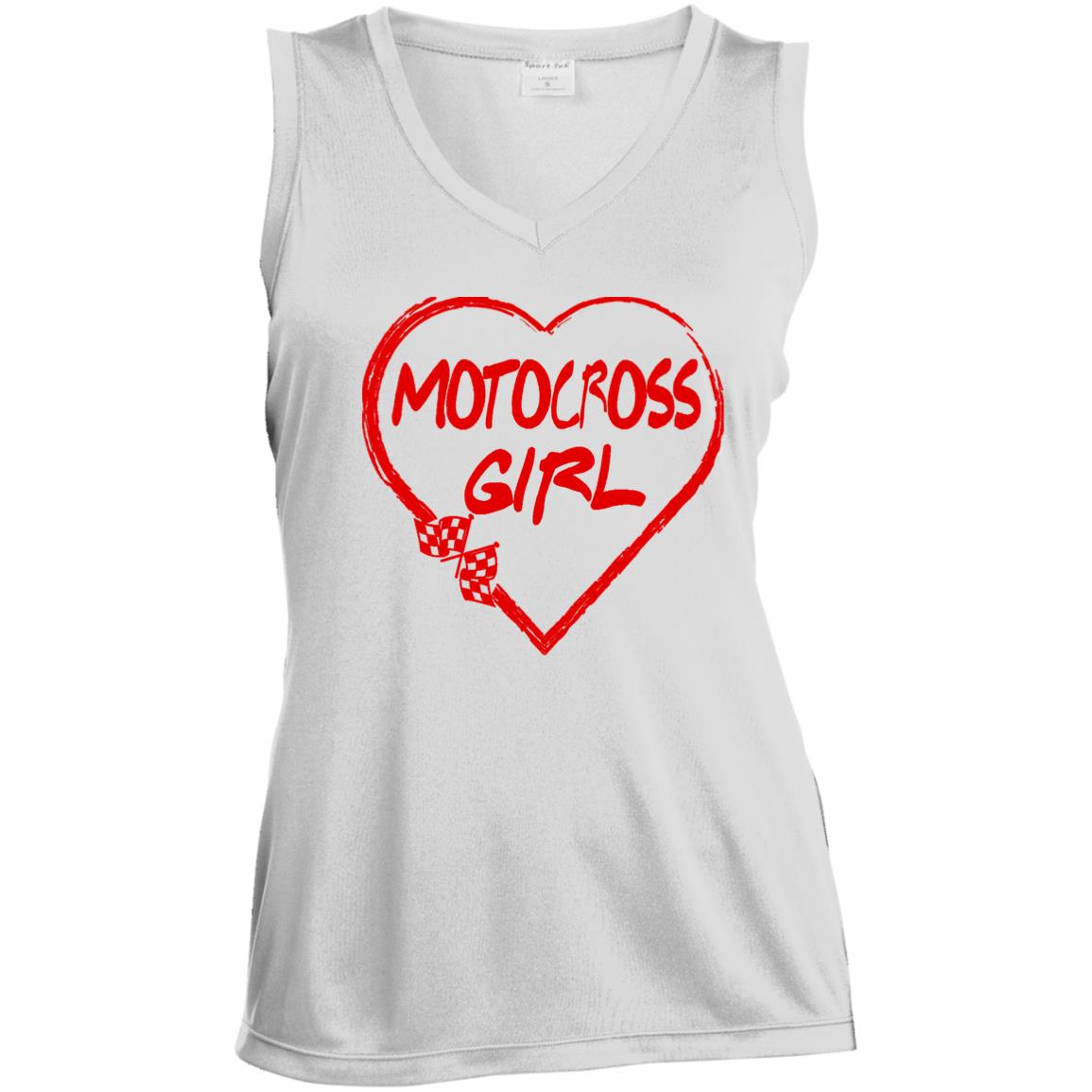 Motocross Girl Heart Ladies' Sleeveless V-Neck Performance Tee