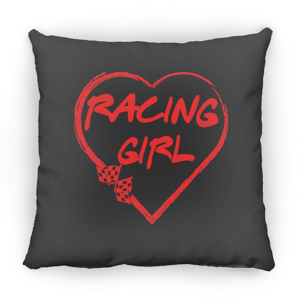 Racing Girl Heart Small Square Pillow