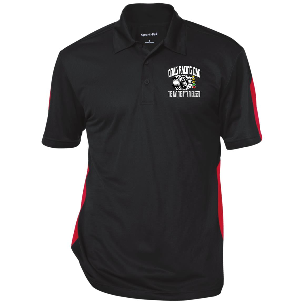 Drag Racing Dad Performance Textured Three-Button Polo