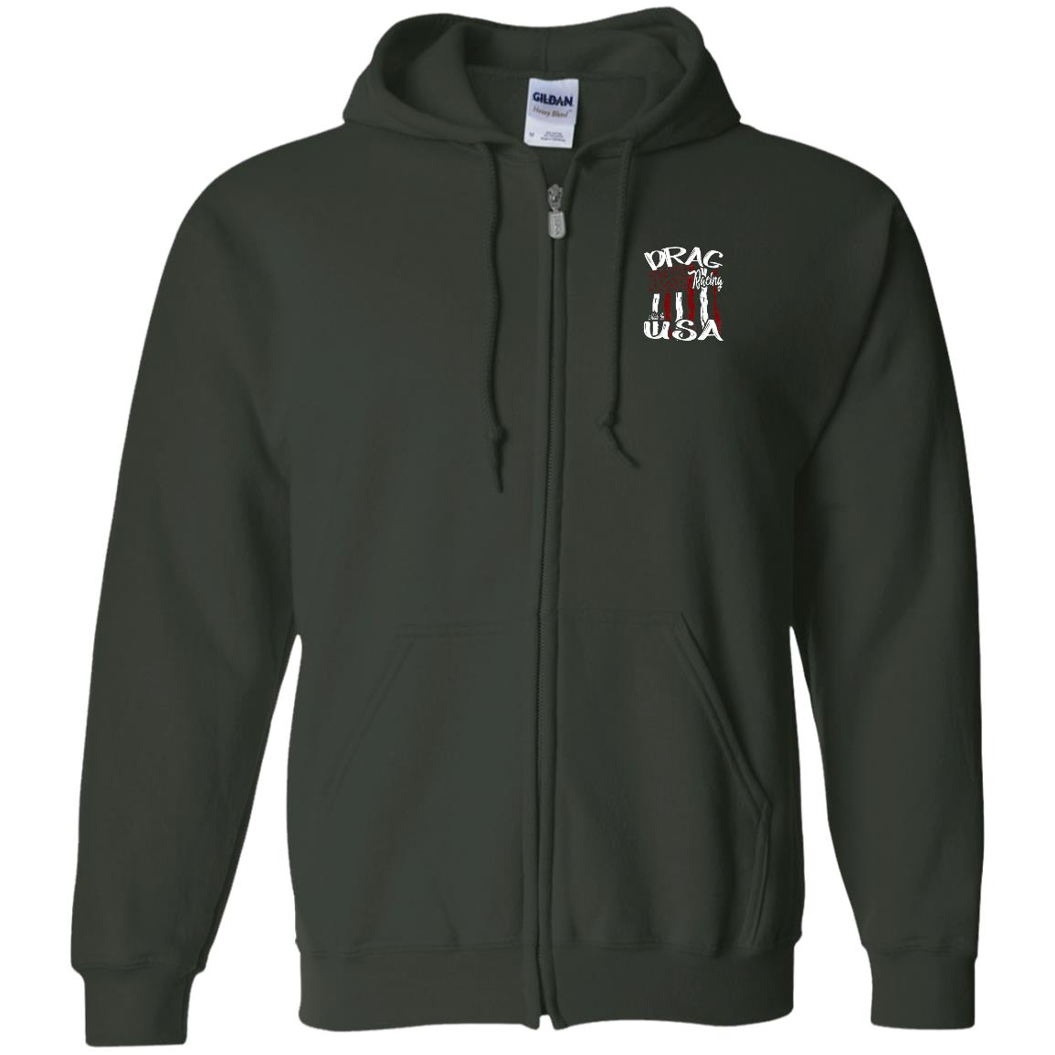 Drag Racing Made In USA Zip Up Hooded Sweatshirt