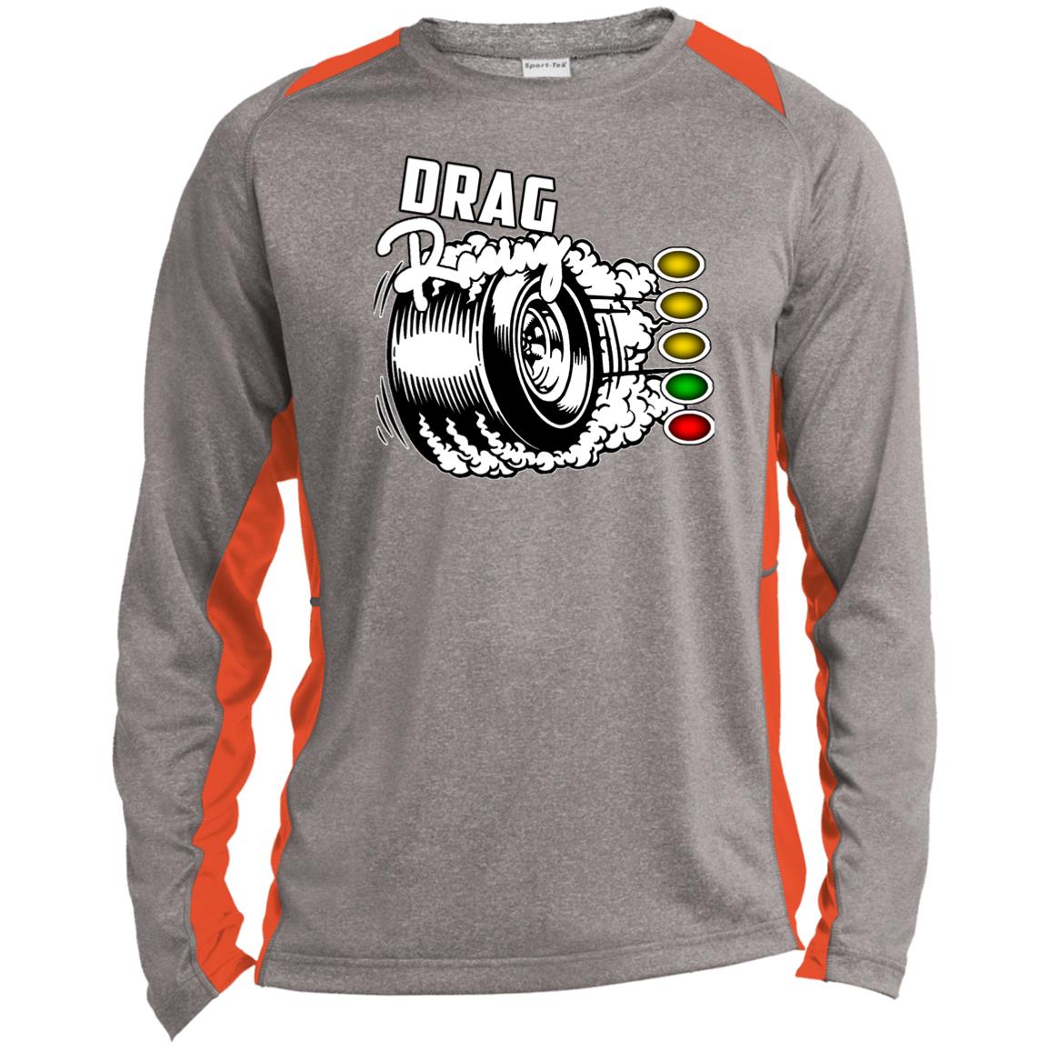 Drag Racing Long Sleeve Heather Colorblock Performance Tee