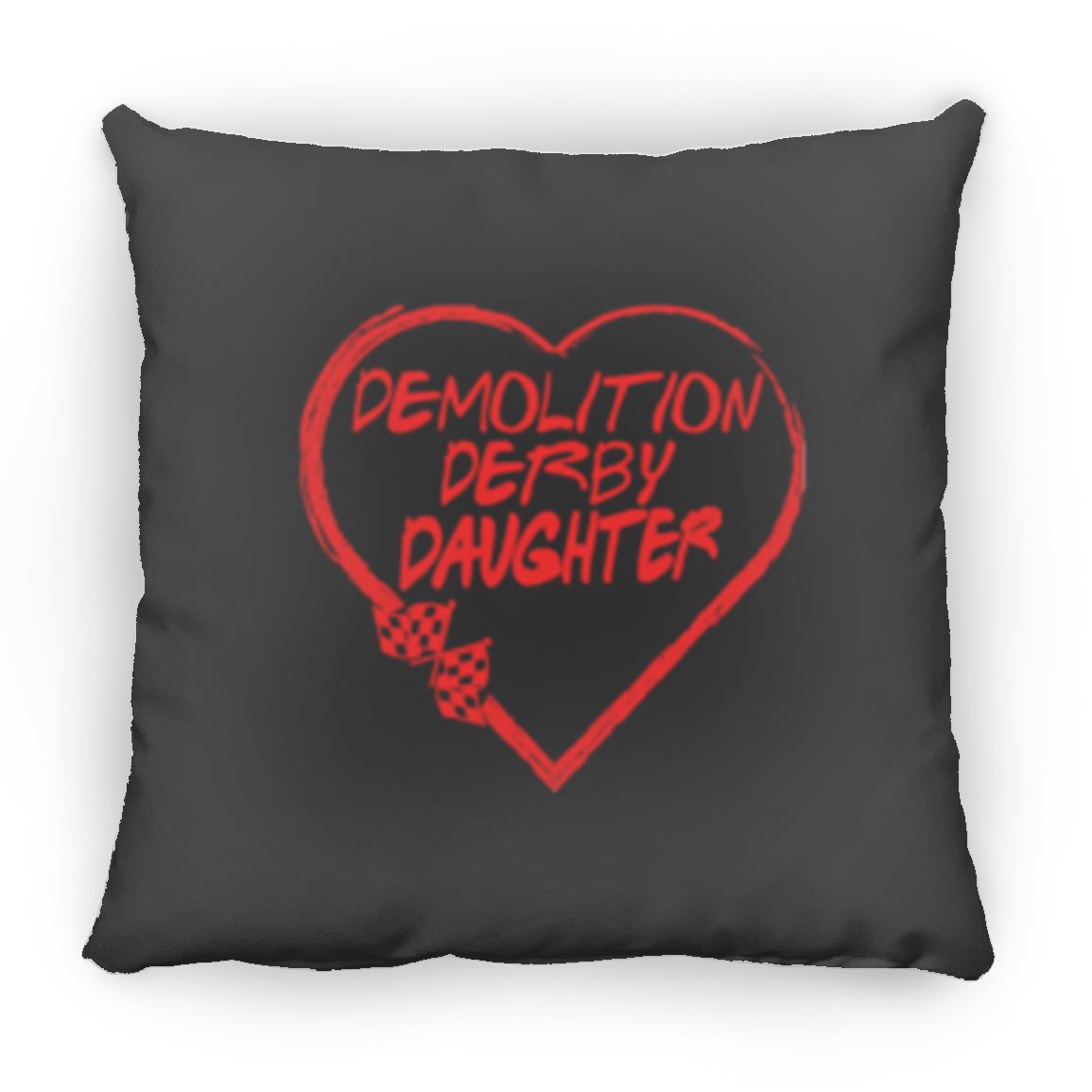 Demolition Derby Daughter Heart Medium Square Pillow