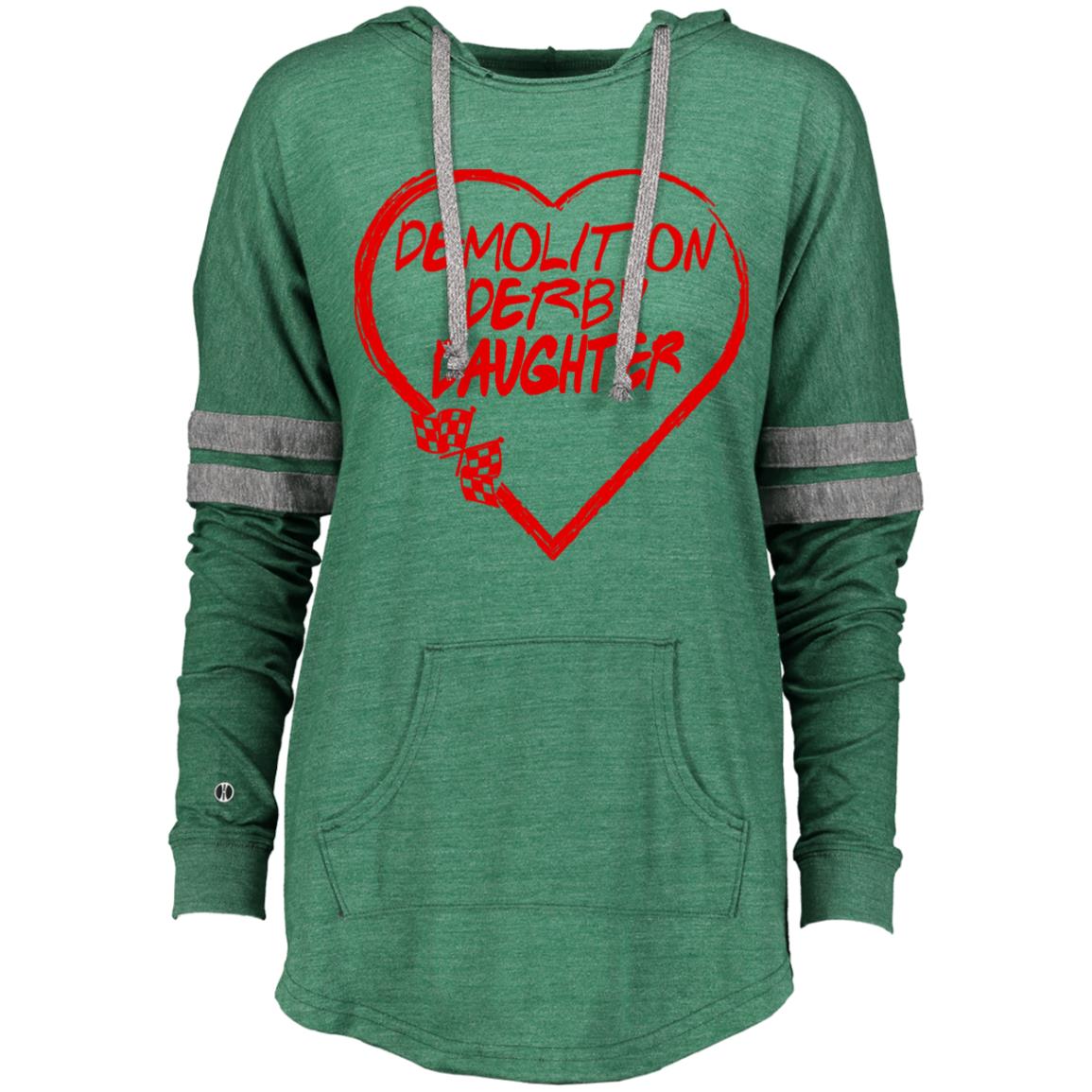 Demolition Derby Daughter Heart Ladies Hooded Low Key Pullover