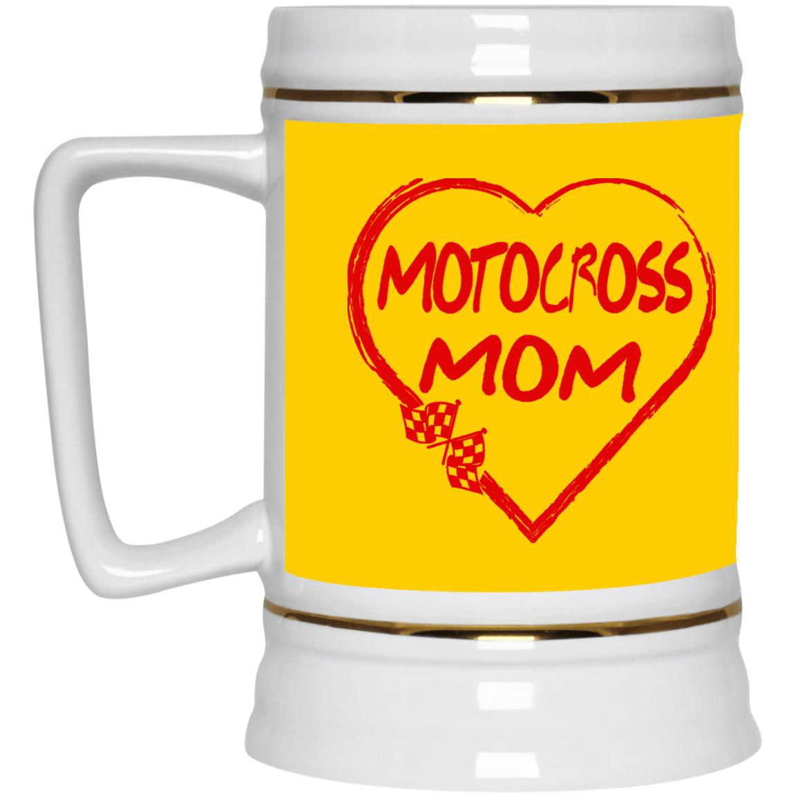 Motocross Mom Heart Beer Stein 22oz.