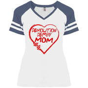 Demolition Derby Mom Heart Ladies' Game V-Neck T-Shirt