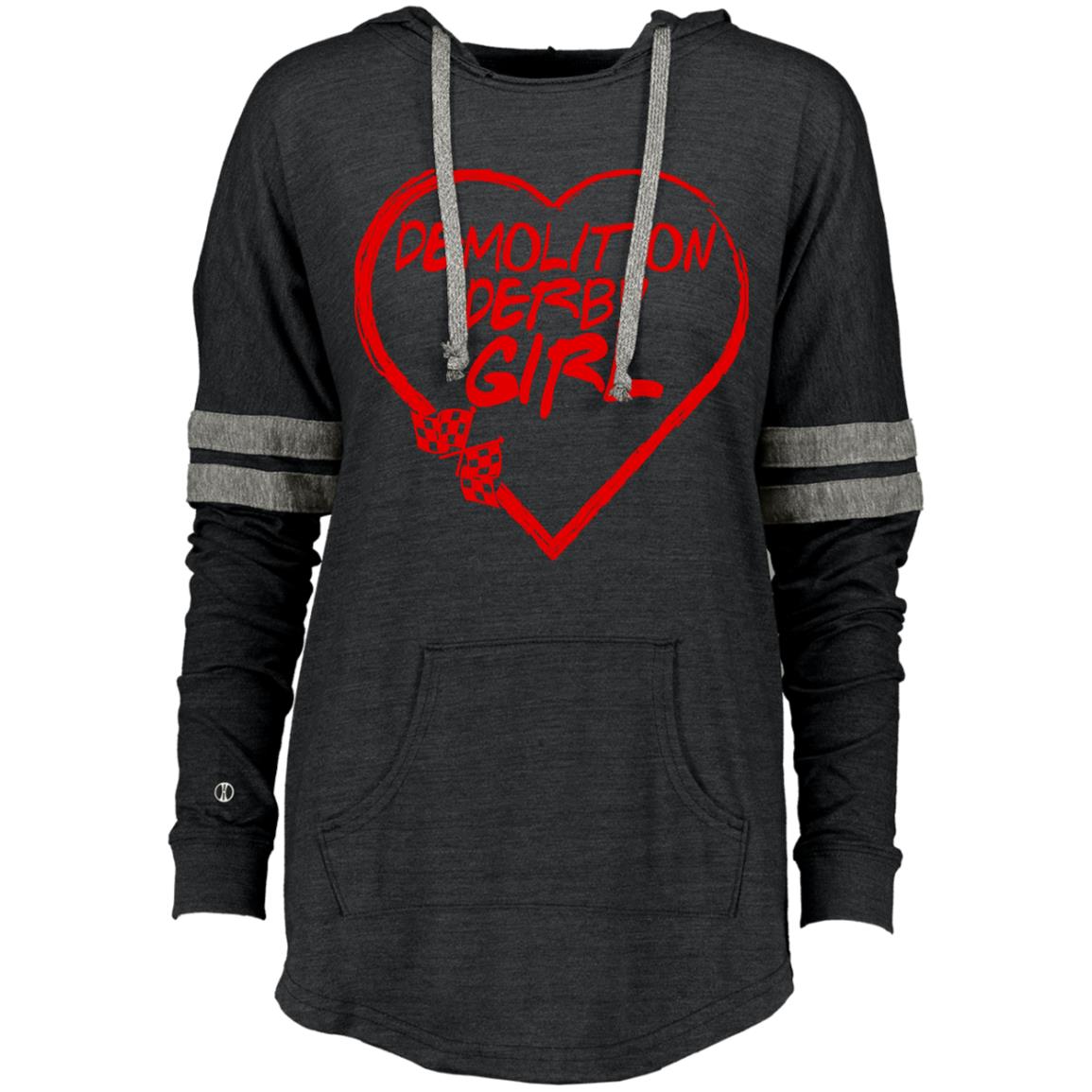 Demolition Derby Girl Heart Ladies Hooded Low Key Pullover