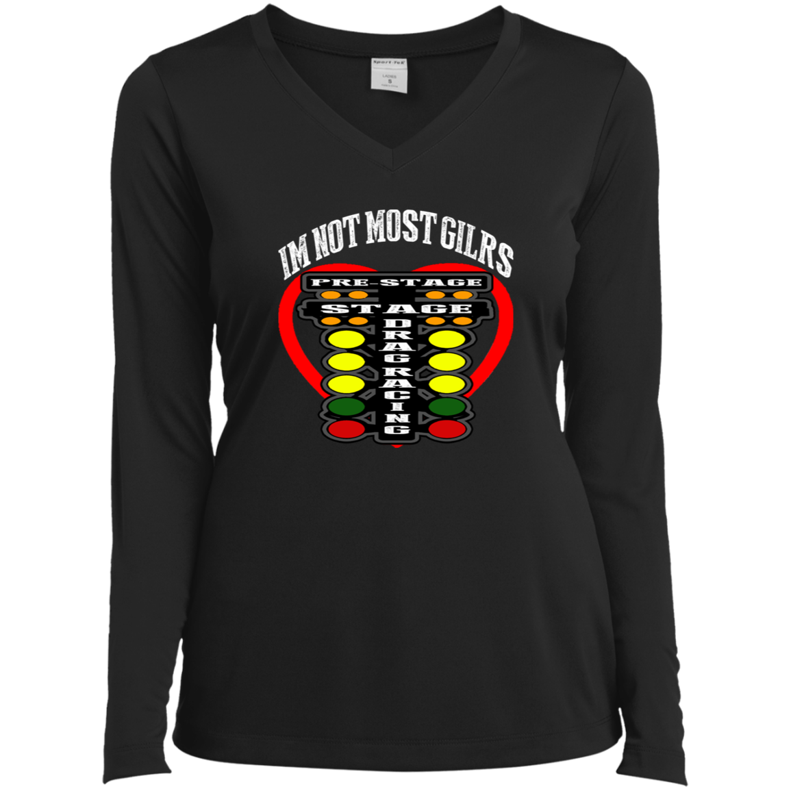 I'm Not Most Girls Drag Racing Ladies’ Long Sleeve Performance V-Neck Tee
