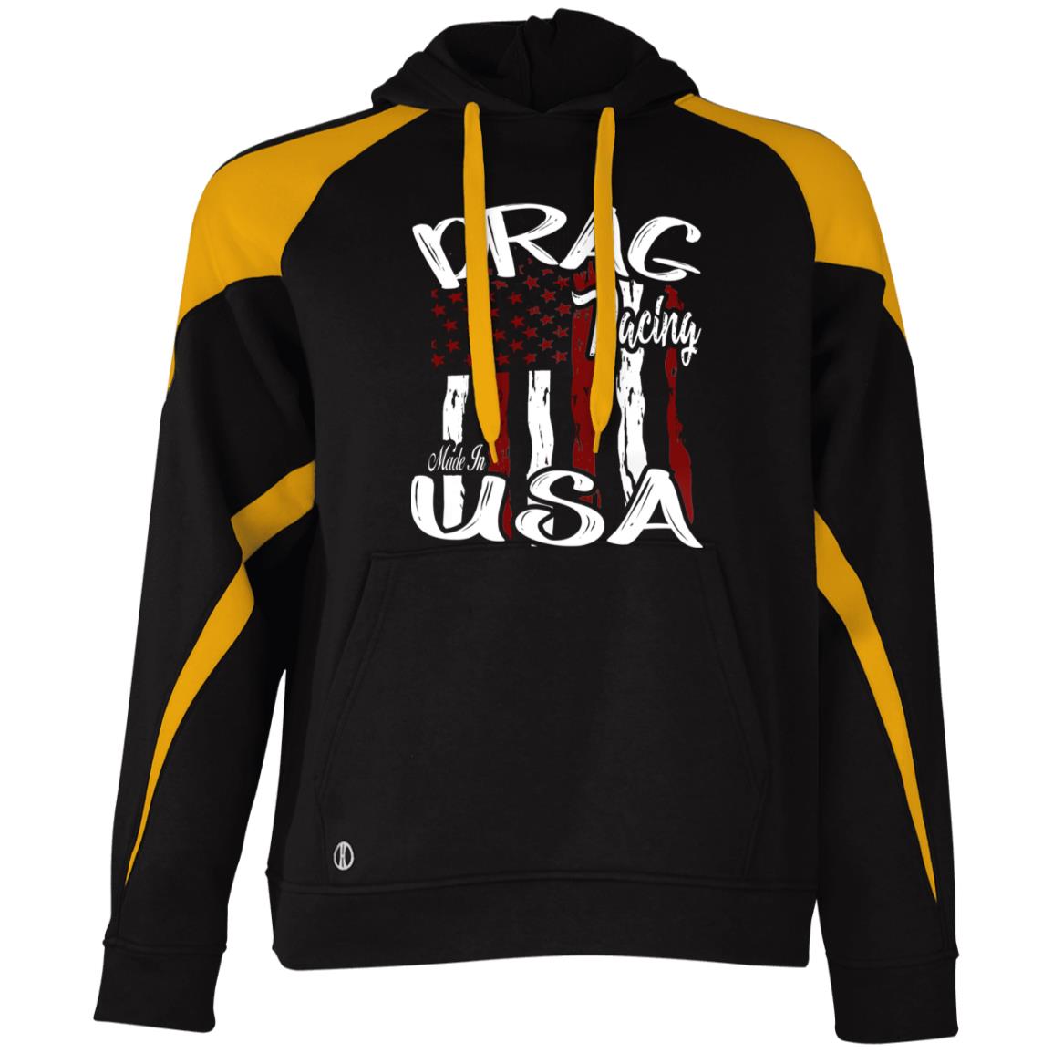 Drag Racing Made In USA Athletic Colorblock Fleece Hoodie