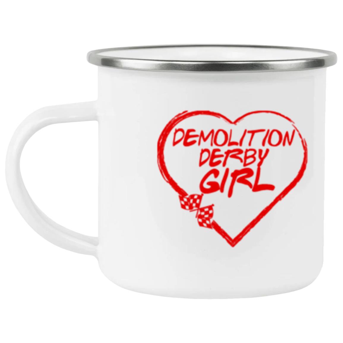 Demolition Derby Girl Heart Enamel Camping Mug